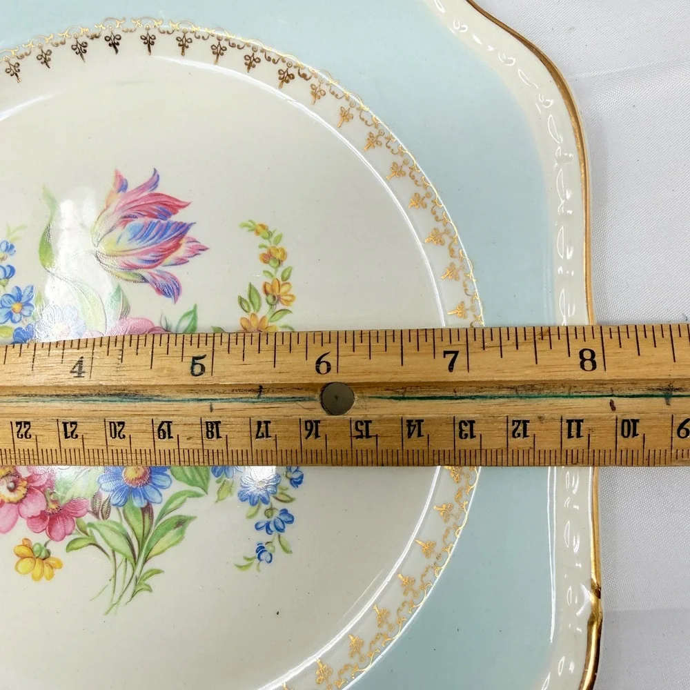 Homer Laughlin Georgian Eggshell Blue Floral Scalloped Salad Plates Set of 7